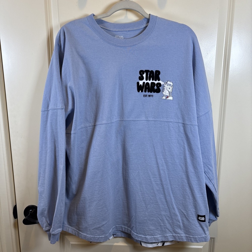 Star Wars Spirit Jersey Princess Leia R2-D2 Light Blue Large Long Sleeve Shirt